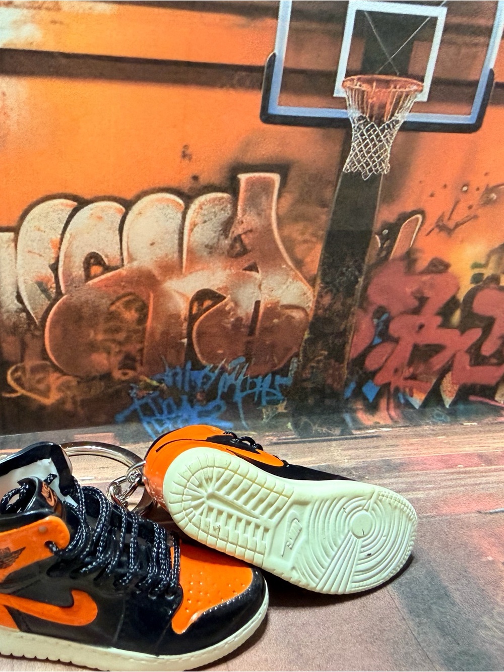 Nike Jordan 1 Orange & Black High-Top Mini Sneakers Collectible